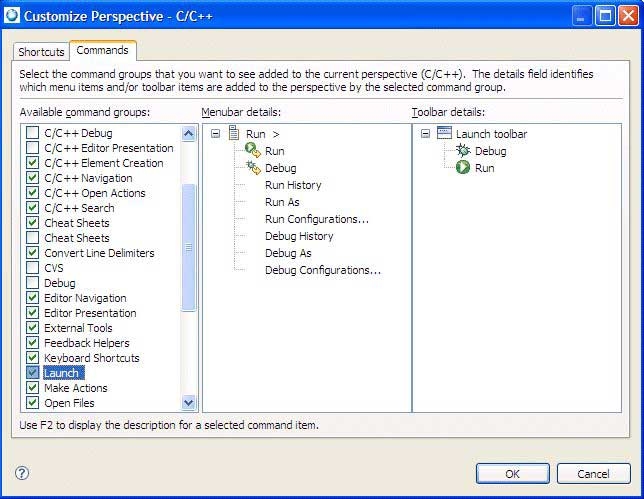 Customize Perspective - Commands